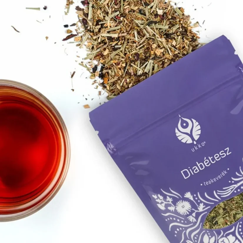 UKKO čaj na diabetes – bylinná směs a šálek čaje na podporu metabolismu cukru