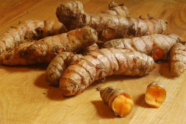 Čerstvý kořen kurkumy s oranžovým středem – tradiční koření s protizánětlivými účinky