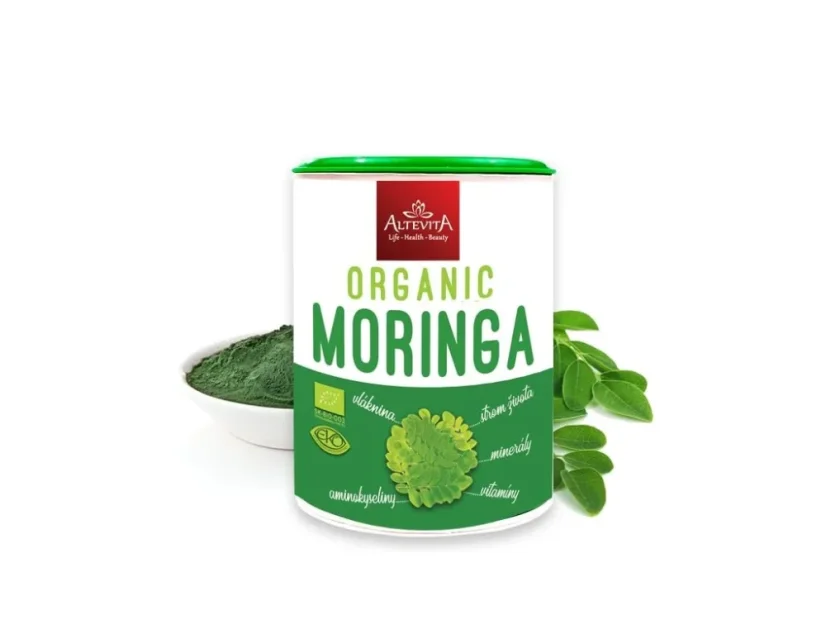 Bio moringa Altevita v prášku – strom života bohatý na vlákninu, minerály a vitamíny.