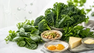 Zdroje vitamínu K1 a K2 ve stravě – zelenina, vejce a fermentované potraviny Zdroje vitamínu K1 a K2 ve stravě – zelenina, vejce a fermentované potraviny