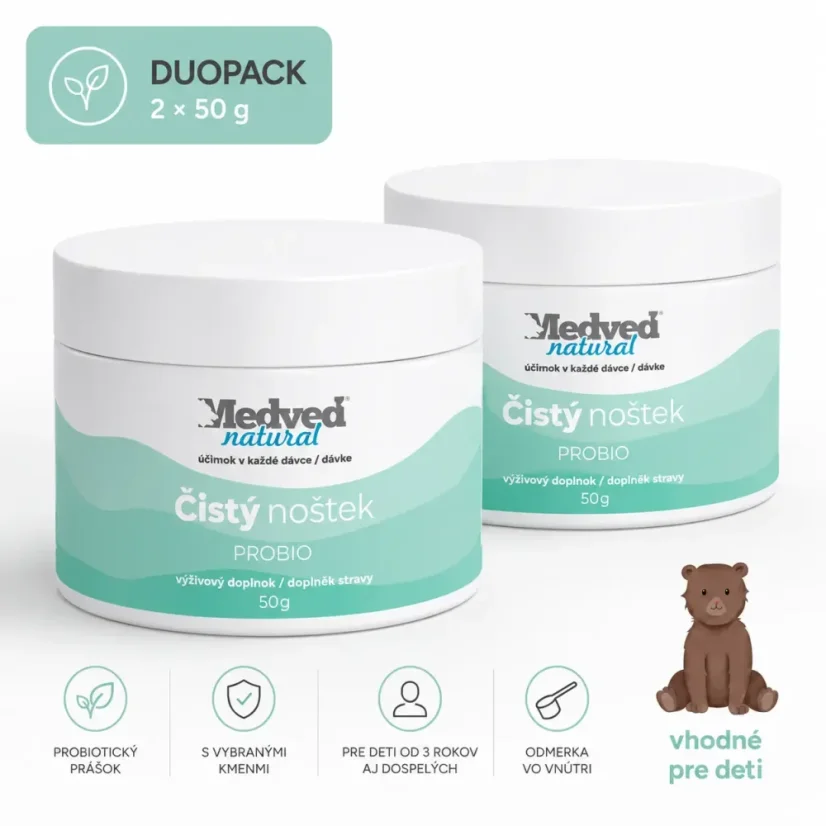 Medveď Natural Čistý noštek PROBIO dvojbalenie 2×50 g pre deti od 3 rokov