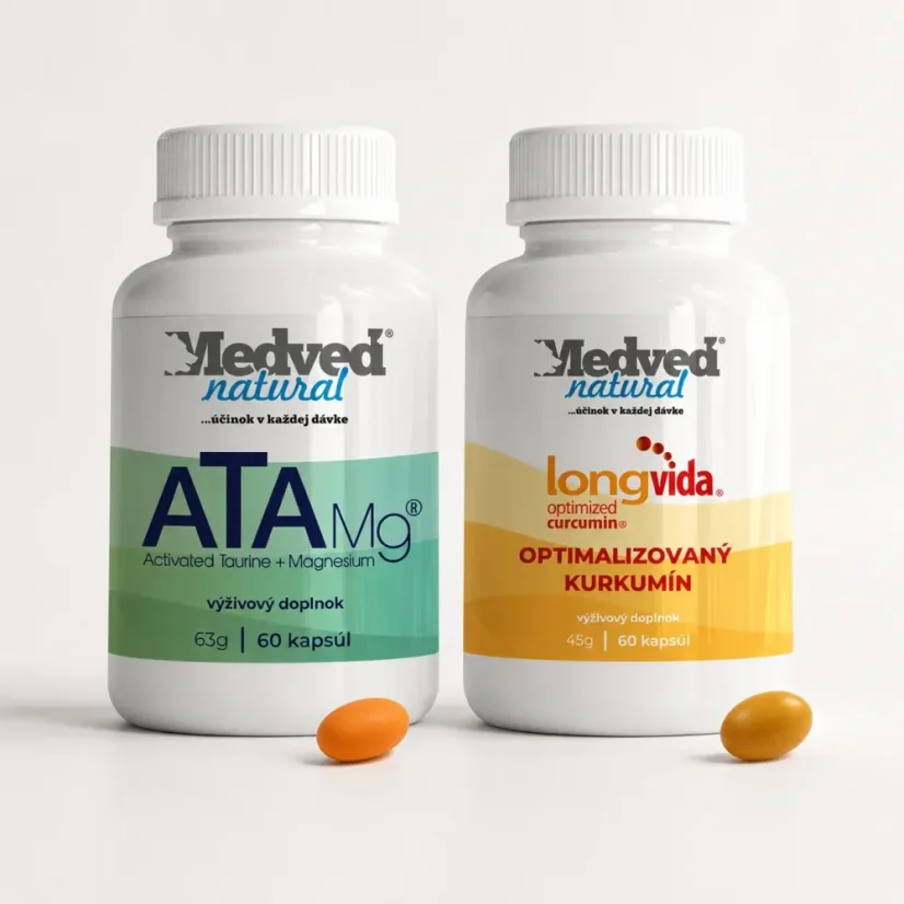 Medveď Natural ATA Mg a Longvida optimalizovaný kurkumin ve výhodném balíčku