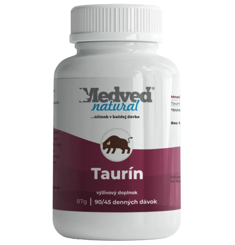 Medveď Natural Taurín 90 kapsúl, doplnok výživy na energiu, výkon a regeneráciu Medveď Natural Taurín 90 kapsúl, doplnok výživy na energiu, výkon a regeneráciu