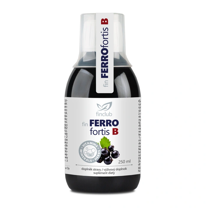 Finclub Ferrofortis B tekuté železo s vitamínmi, podpora krvotvorby a energie