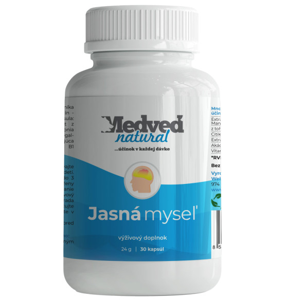 Medveď Natural Jasná mysl – doplněk stravy s bylinnými extrakty a vitamíny pro podporu soustředění a mentální výkonnosti