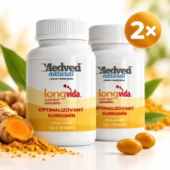 Medveď natural LongVida® kurkumín dvojbalenie 2×60 gélových kapsúl so SLCP™ technológiou Medveď natural LongVida® kurkumín dvojbalenie 2×60 gélových kapsúl so SLCP™ technológiou