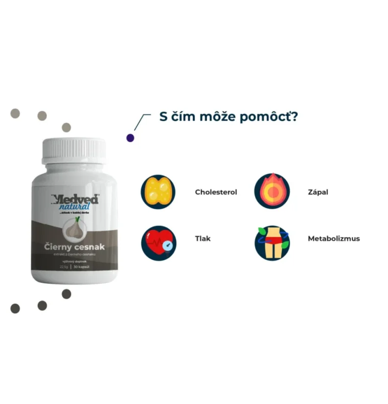 Medveď Natural Čierny cesnak – podpora zdravia srdca, cholesterolu, krvného tlaku, metabolizmu a protizápalových procesov