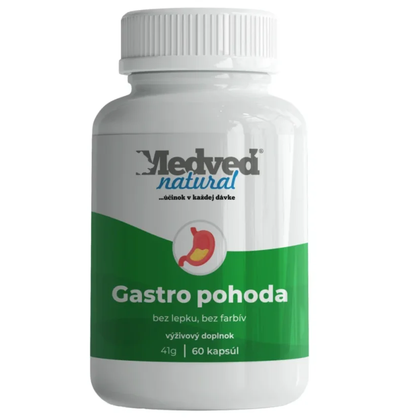 Medveď Natural Gastro pohoda doplněk stravy na trávení 60 kapslí bez lepku a barviv Medveď Natural Gastro pohoda doplněk stravy na trávení 60 kapslí bez lepku a barviv
