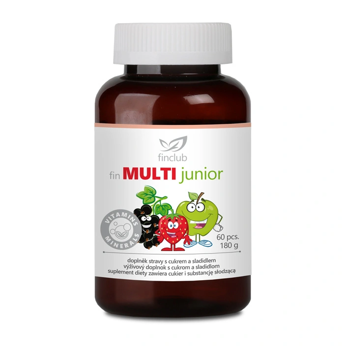 Finclub MULTI junior multivitamín pre deti 60 ks na podporu imunity a zdravého rastu